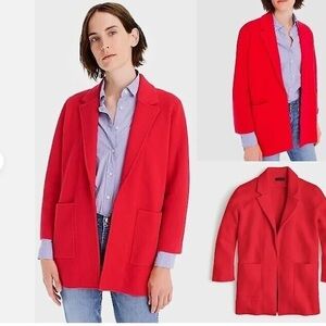 J. Crew Sophie Open Front Sweater Blazer Bright Red Merino